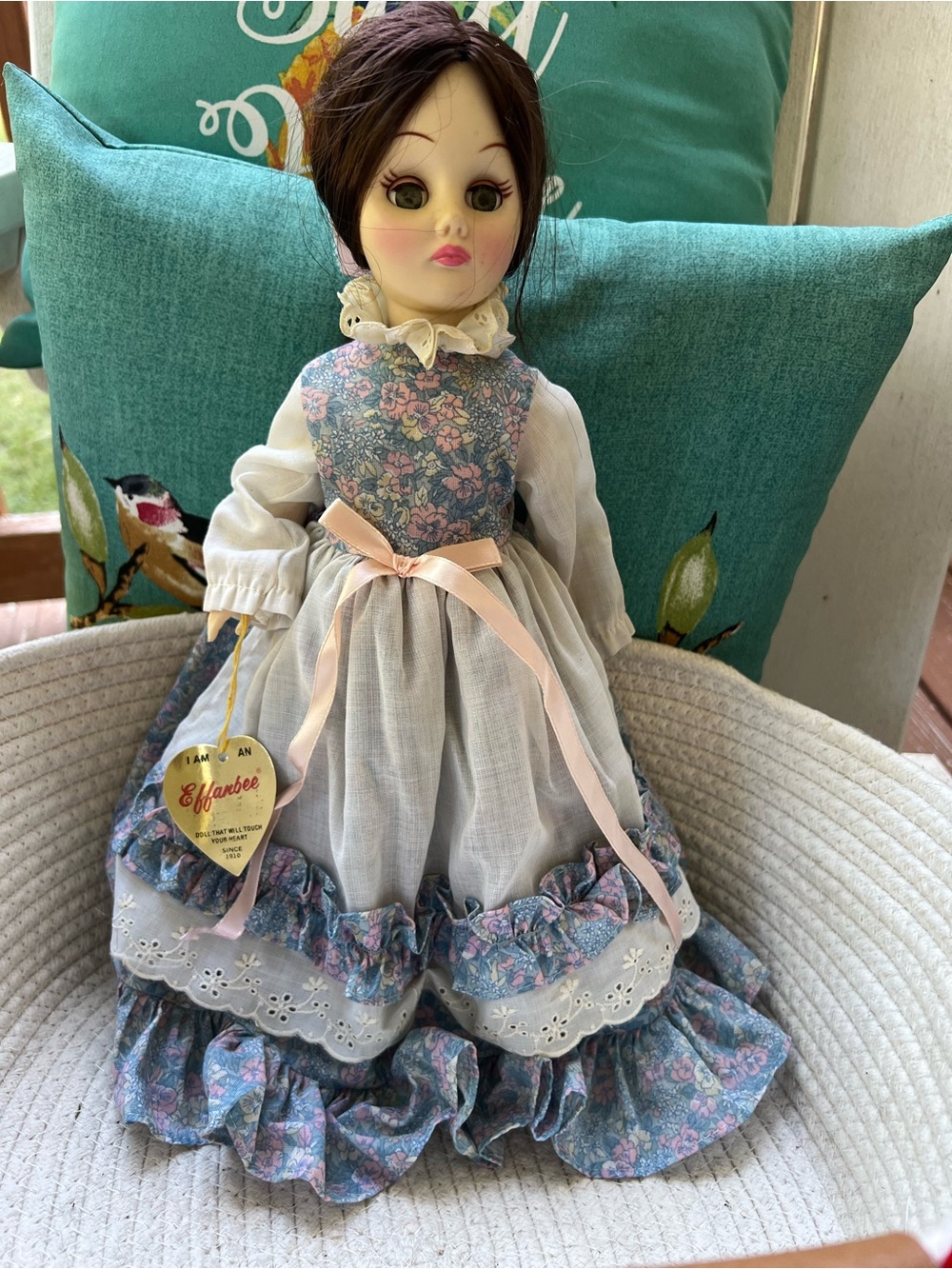 Vtg Effanees Doll in Blue and Pink Dress